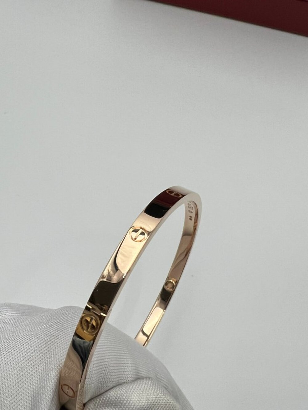 Authentic Cartier LOVE Bracelet Small Model 18K Rose Gold Size 17 Full Set - Picture 6 of 11